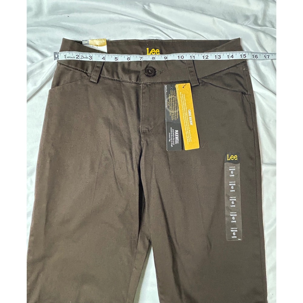 NWT Lee Modern Series Maxwell Curvy Fit Trouser Pants Brown Coffee Size 6 Long - Picture 16 of 16